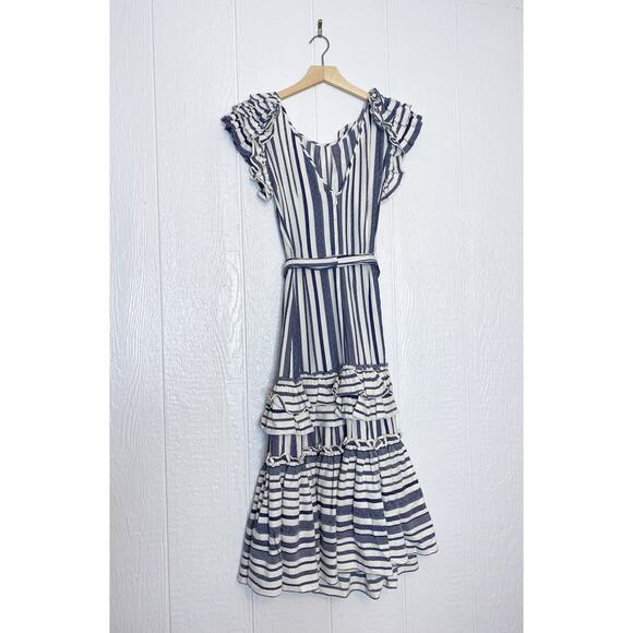 MARISSA WEBB 'Elia' Ivory & Navy Striped Linen Midi Dress NWT $595 US S - Picture 4 of 10